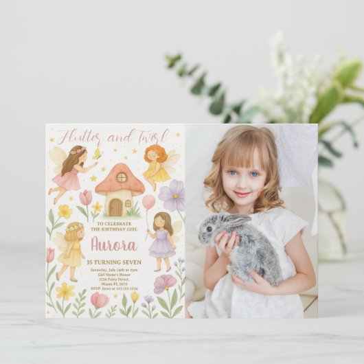 フェアリー誕生日招待状と写真 招待状 (スタンド正面)