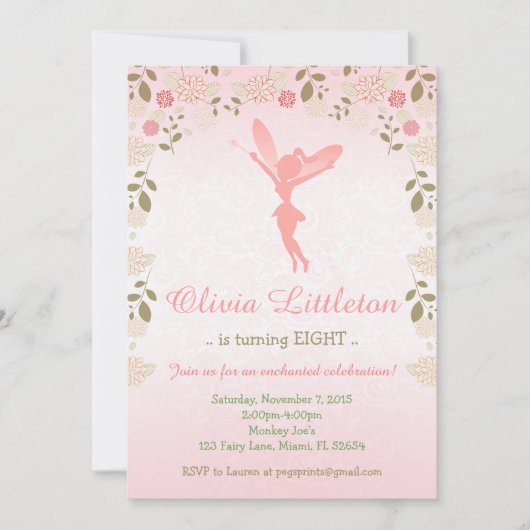 フェアリー誕生日招待状 – エンチャントフェアリーガーデン 招待状 (正面)