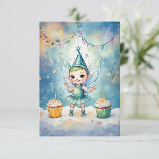 フェアリー誕生日魔法招待状 カード (スタンド正面)