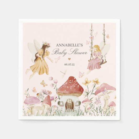 フェアリー赤ちゃんシャワーパーティードテーブルデコール スタンダードカクテルナプキン (正面)