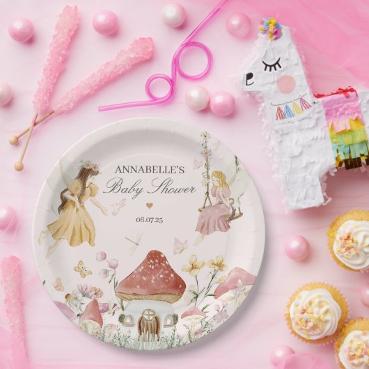 フェアリー赤ちゃんシャワーパーティードテーブルデコール ペーパープレート (パーティー)