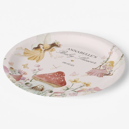 フェアリー赤ちゃんシャワーパーティードテーブルデコール ペーパープレート (アングル)