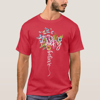 フェアリー魔法ス信じタントフラワーバタフライマ Tシャツ
