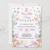 フェアリー1stバースデーガールエンチャントフォレストパーティー 招待状 (正面)