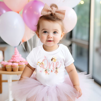 フェアリー1stバースデーボディースートガーデンパーティーワイルドワン ベビーボディスーツ