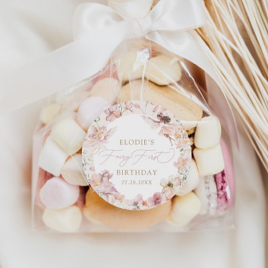 フェアリー1stピンクフローラガールズ誕生日 ラウンドシール