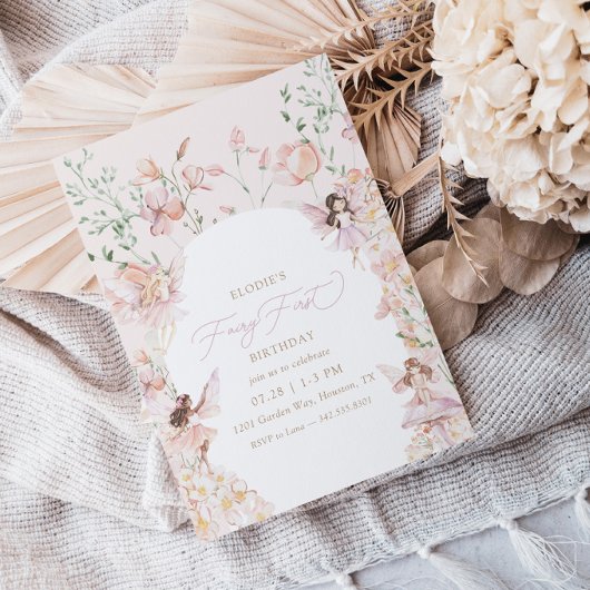 フェアリー1stピンクフローラガールズ誕生日 招待状