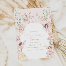 フェアリー1stピンクフローラガールズ誕生日 招待状