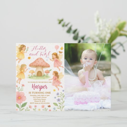 フェアリー1st誕生日招待状 招待状 (スタンド正面)