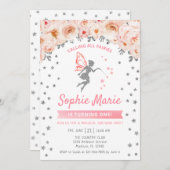 フェアリー1th誕生日 – シルバーピンク 招待状 (正面/裏面)