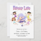 フェアリー3rdバースデーガールパーティー 招待状 (正面)