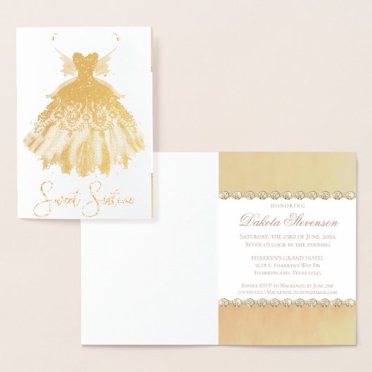 フェアリー・ウィング・ガウン | ゴージャスゴールデンファンタジー誕生日 箔カード (ディスプレー)