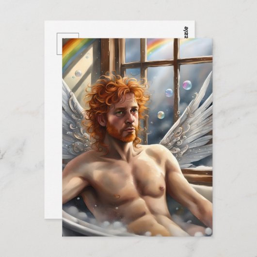 フェアリー・エンジェル・マン赤い髪のバブルバス ポストカード (正面/裏面)
