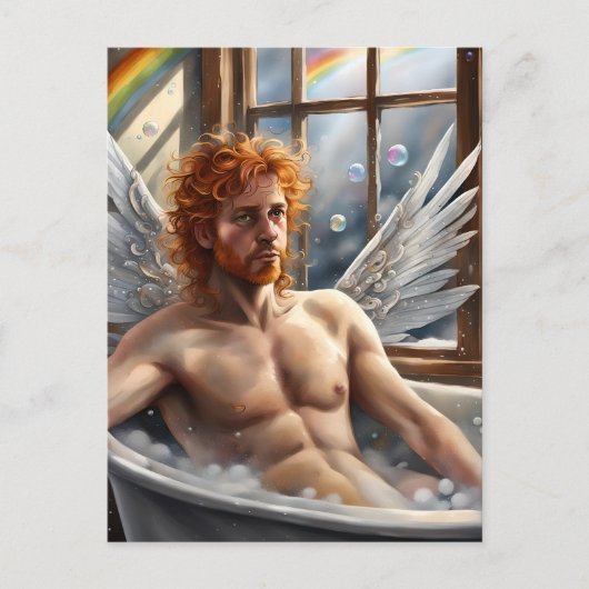 フェアリー・エンジェル・マン赤い髪のバブルバス ポストカード (正面)