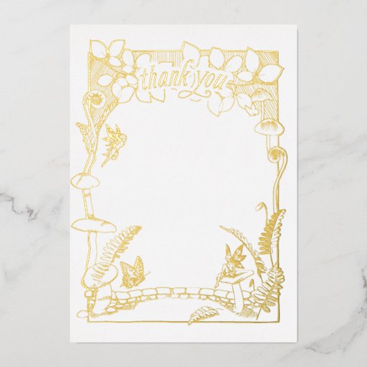 フェアリー・ガーデンありがとうNotecard 箔招待状 (正面)