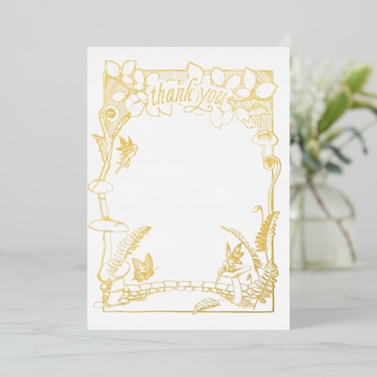 フェアリー・ガーデンありがとうNotecard 箔招待状 (立ち正面)