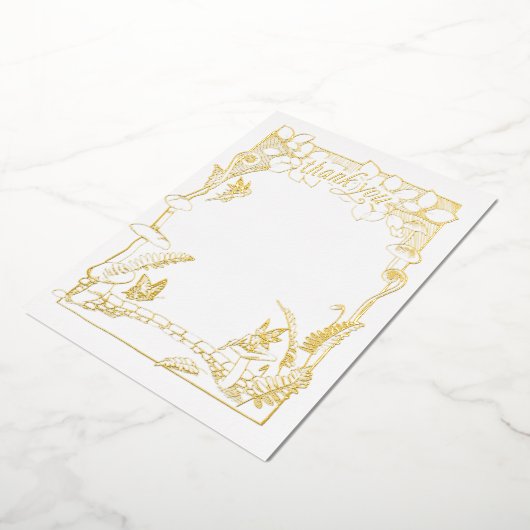 フェアリー・ガーデンありがとうNotecard 箔招待状 (回転した状態)