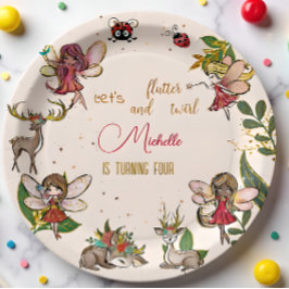 フェアリー・ガーデンの誕生日に羽ばたいてキラキラしよう ペーパープレート