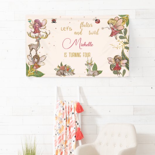 フェアリー・ガーデンの誕生日に羽ばたいてキラキラしよう 横断幕 (インサイチュ)