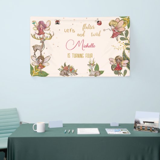フェアリー・ガーデンの誕生日に羽ばたいてキラキラしよう 横断幕 (トレードショー)