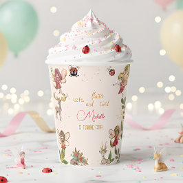 フェアリー・ガーデンの誕生日に羽ばたいてキラキラしよう 紙コップ