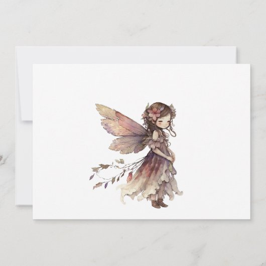 フェアリー・ガールの5歳の誕生日パーティーへの招待 招待状 (裏面)