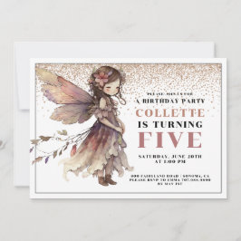 フェアリー・ガールの5歳の誕生日パーティーへの招待 招待状