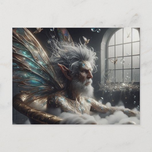 フェアリー・キングが入浴する金ゴールド ポストカード (正面)