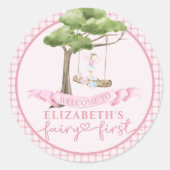 フェアリー・ファースト・ガールの誕生日パーティー パーソナライズされた ラウンドシール (正面)
