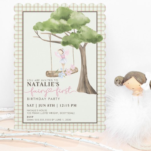 フェアリー・ファースト・ガールの誕生日パーティー パーソナライズされた 招待状