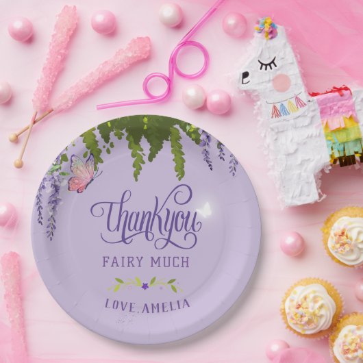 フェアリー・ファースト・ガールの1歳の誕生日に魅了された森 ペーパープレート (パーティー)