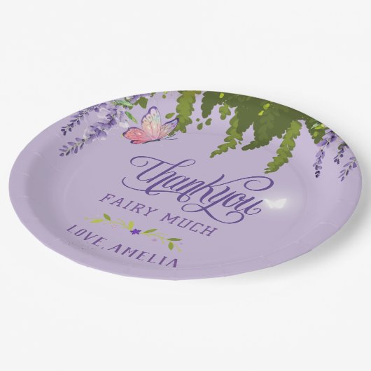 フェアリー・ファースト・ガールの1歳の誕生日に魅了された森 ペーパープレート (アングル)