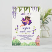 フェアリー・ファースト・ガールの1歳の誕生日に魅了された森 招待状 (スタンド正面)