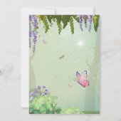 フェアリー・ファースト・ガールの1歳の誕生日に魅了された森 招待状 (裏面)