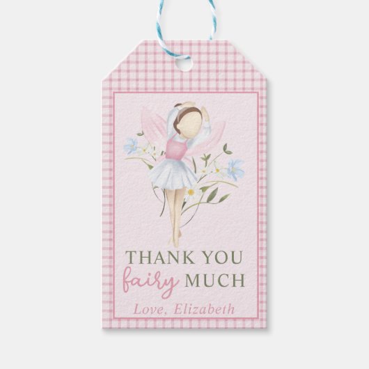 フェアリー・ファースト・ガールの1歳の誕生日パーティーありがとう ギフトタグ (正面)