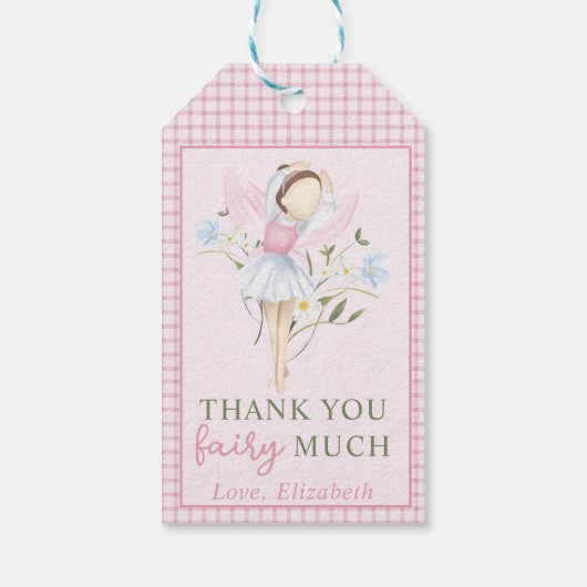 フェアリー・ファースト・ガールの1歳の誕生日パーティーありがとう ギフトタグ (裏面)