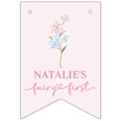 フェアリー・ファースト・ガールの1歳の誕生日パーティーカスタム写真 バンティングフラッグ (第1の旗)