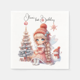 フェアリー・ファースト・ガールの1歳の誕生日 スタンダードカクテルナプキン