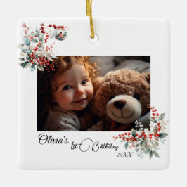 フェアリー・ファースト・ガールの1歳の誕生日 セラミックオーナメント