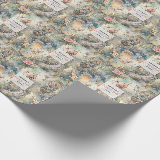 フェアリー・ファースト・ガールの1歳の誕生日 ラッピングペーパー (角)