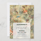 フェアリー・ファースト・ガールの1歳の誕生日 招待状 (正面)