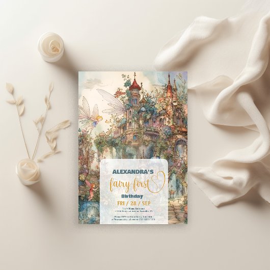 フェアリー・ファースト・ガールの1歳の誕生日 招待状