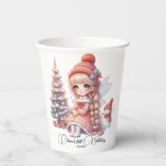 フェアリー・ファースト・ガールの1歳の誕生日 紙コップ (正面)