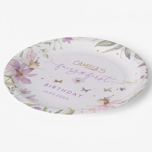 フェアリー・ファースト・ガール・バースデーパーティー ペーパープレート (アングル)