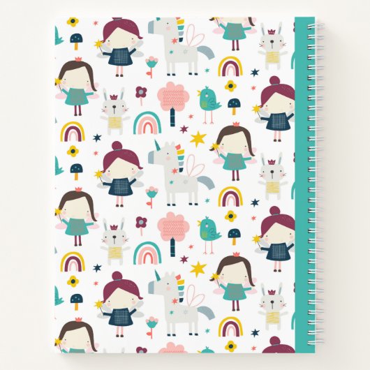 フェアリー ユニコーン柄の子供用 ノートブック (裏面)