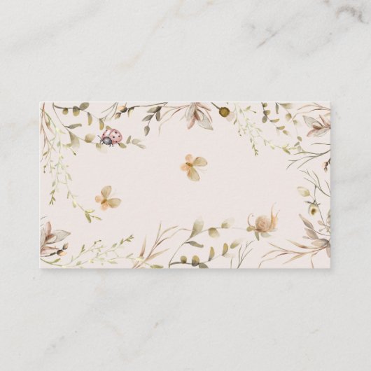 フェアリーBoho水彩赤ちゃんシャワー本ベビー エンクロージャーカード (裏面)