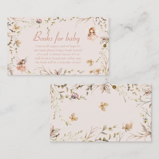 フェアリーBoho水彩赤ちゃんシャワー本ベビー エンクロージャーカード (正面/裏面)