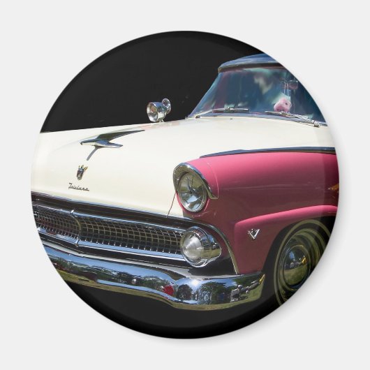 フェアレーンホワイトパープルクロームクラシック車 マグネット (正面)