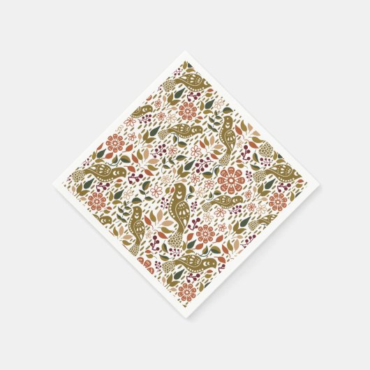 フェアントフォークアートカクテルナプキン秋パーティーデコール スタンダードカクテルナプキン (角)