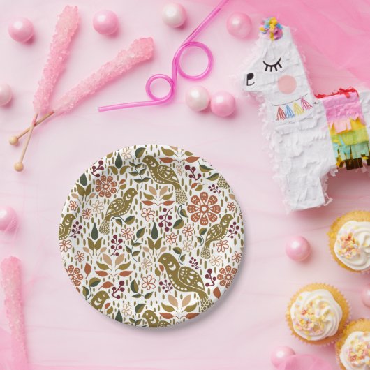 フェアントフォークアート紙プレート秋パーティー用品 ペーパープレート (パーティー)